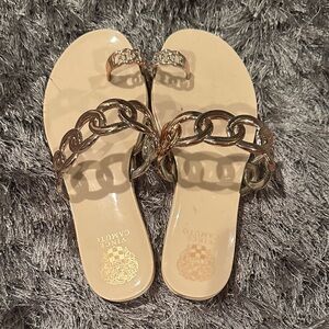 Vince Camuto Gold Chain Slide Sandals